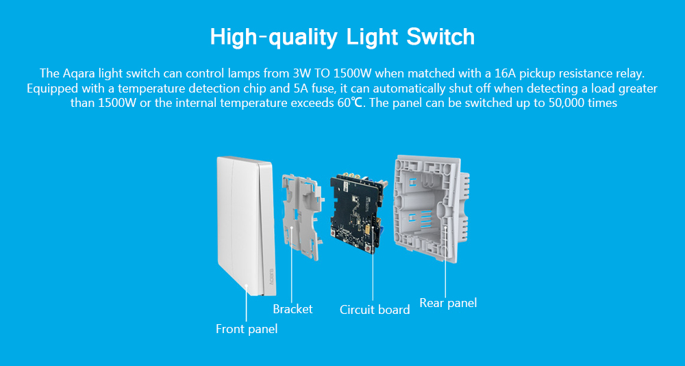 Aqara Smart Light Control Fire Wire and Zero Line Single Key Version - Milk white