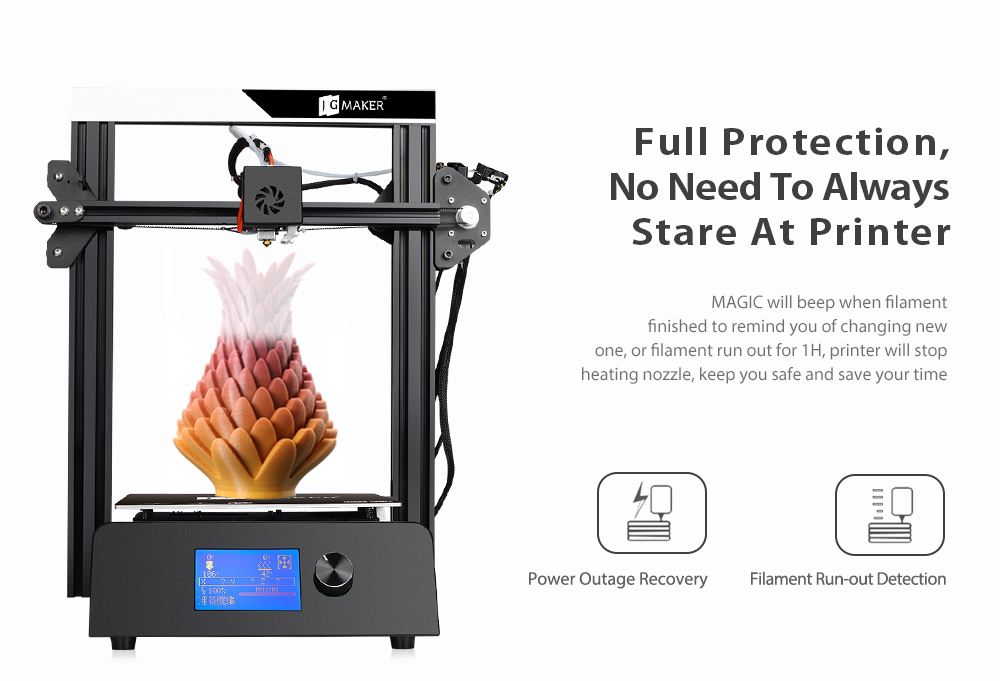 JGAURORA JGMAKER Magic DIY FDM 3D Printer High Precision Metal Frame Kit - Black EU Plug