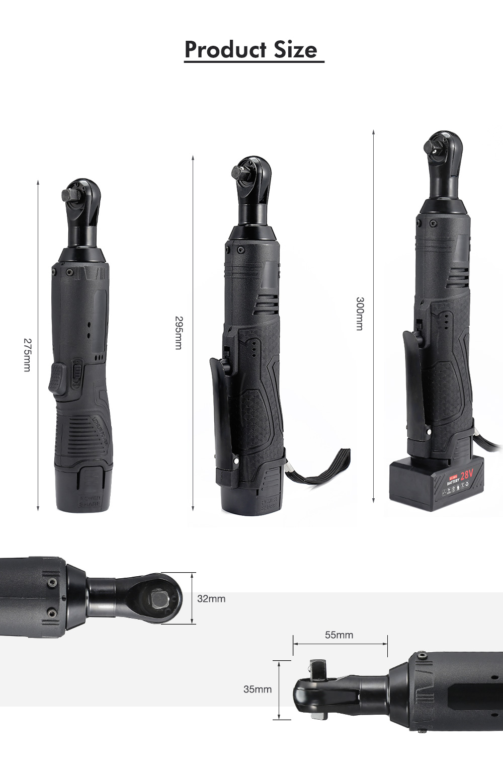 3/8'' Electric Ratchet Wrench with Two Lithium-ion Battery