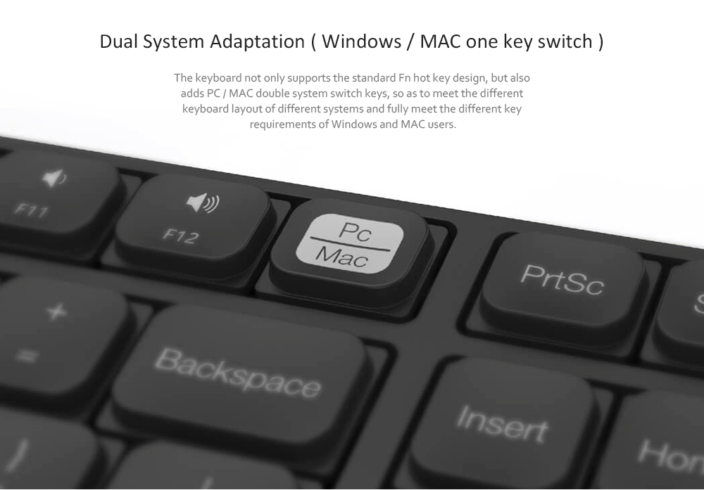 MIIIW Windows / Mac Dual System Wireless Office Keyboard Mouse Set - Black
