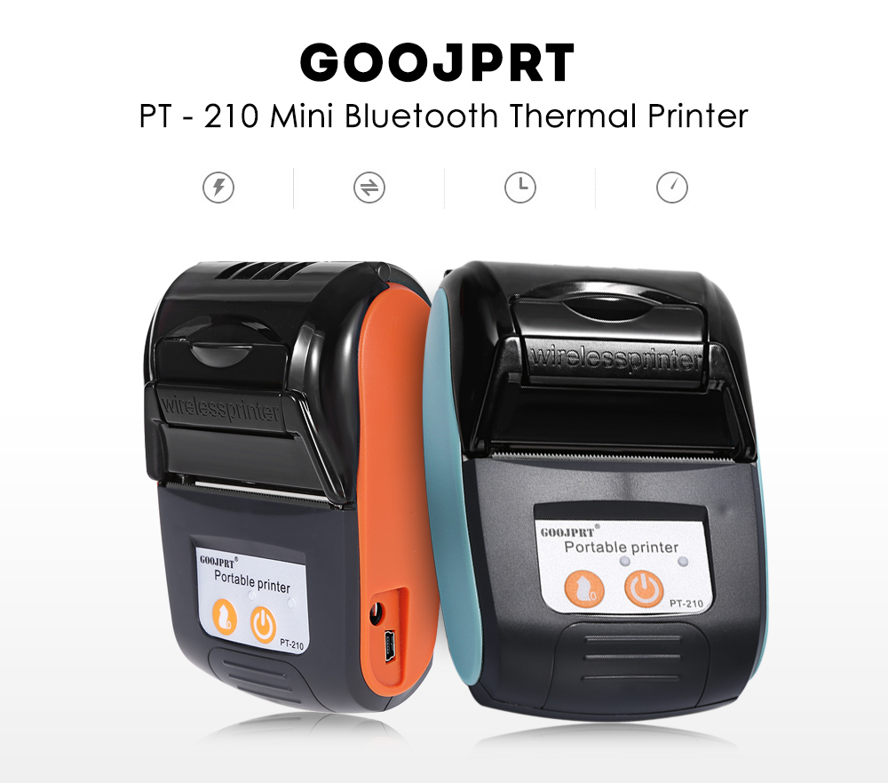 GOOJPRT PT - 210 58MM Bluetooth Thermal Printer Portable Wireless Receipt Machine for Windows Android iOS