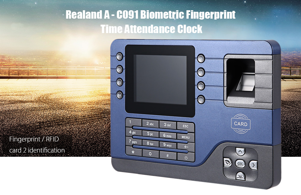 Realand  A - C091 TFT Fingerprint Time Attendance Clock Employee Payroll Recorder 2 Identification Mode for Company School