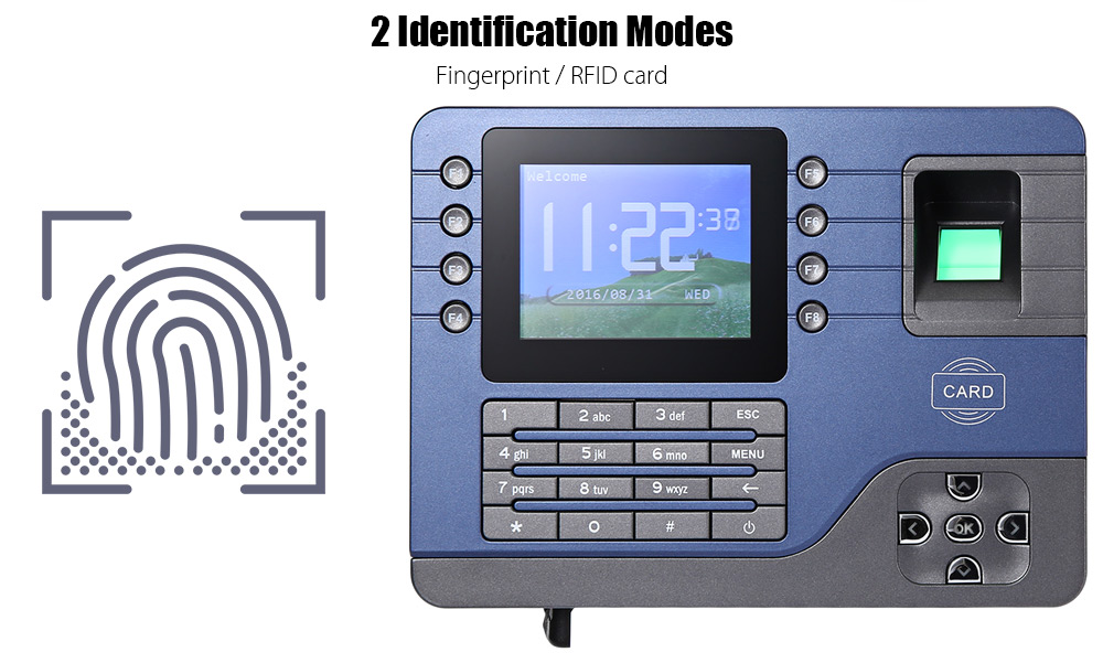 Realand  A - C091 TFT Fingerprint Time Attendance Clock Employee Payroll Recorder 2 Identification Mode for Company School